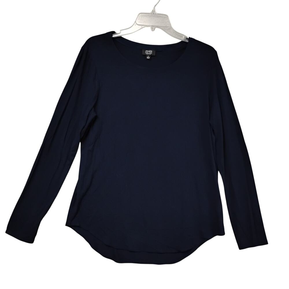 Jones New York Signature Top Size Large Dark Blue Long Sleeve Soft Material